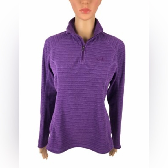 The North Face Women's Medium 100 Glacier 1/4 Zip Fleece Shirt Top Purple M EUC - Picture 1 of 16